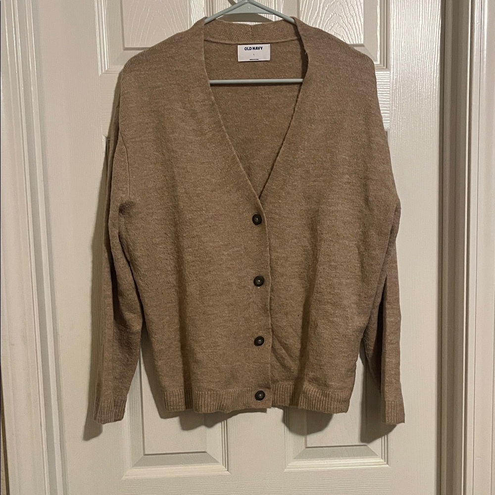 Old Navy Tan Brown V-Neck Button Cardigan Sweater